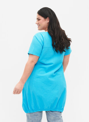 Kortermet kjole i bomull, Blue Atoll, Model image number 1