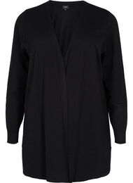 Strikket cardigan med splitt og ribbekanter, Black