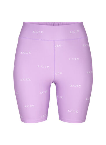 Treningsshorts med mønster, A.Violet w. Text, Packshot image number 0