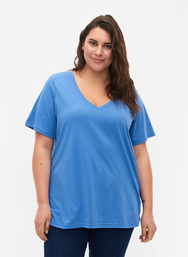 FLASH - T-skjorte med V-hals, Ultramarine, Model image number 0