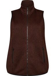 Vest med h&oslash;y hals og glidel&aring;s, Brun