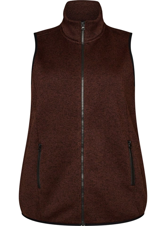 Vest med h&oslash;y hals og glidel&aring;s, Brun, Packshot image number 0