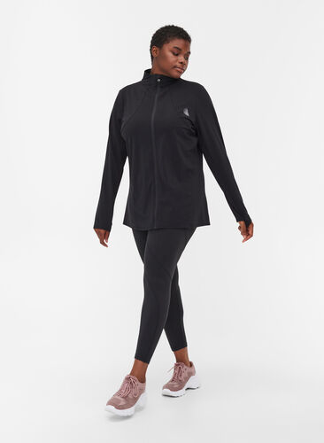 Treningsjakke med refleks og lomme, Black, Model image number 2
