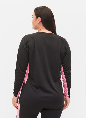 Undertrøye med kontraststripe, Black w. Sea Pink, Model image number 1
