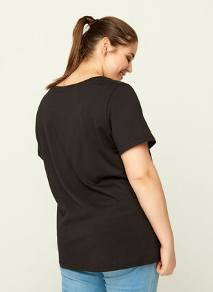 Kortermet t-skjorte med print, Black, Model image number 1