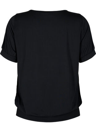 Zizzi Ensfarget trenings T-skjorte med V-hals, Black, Packshot image number 1
