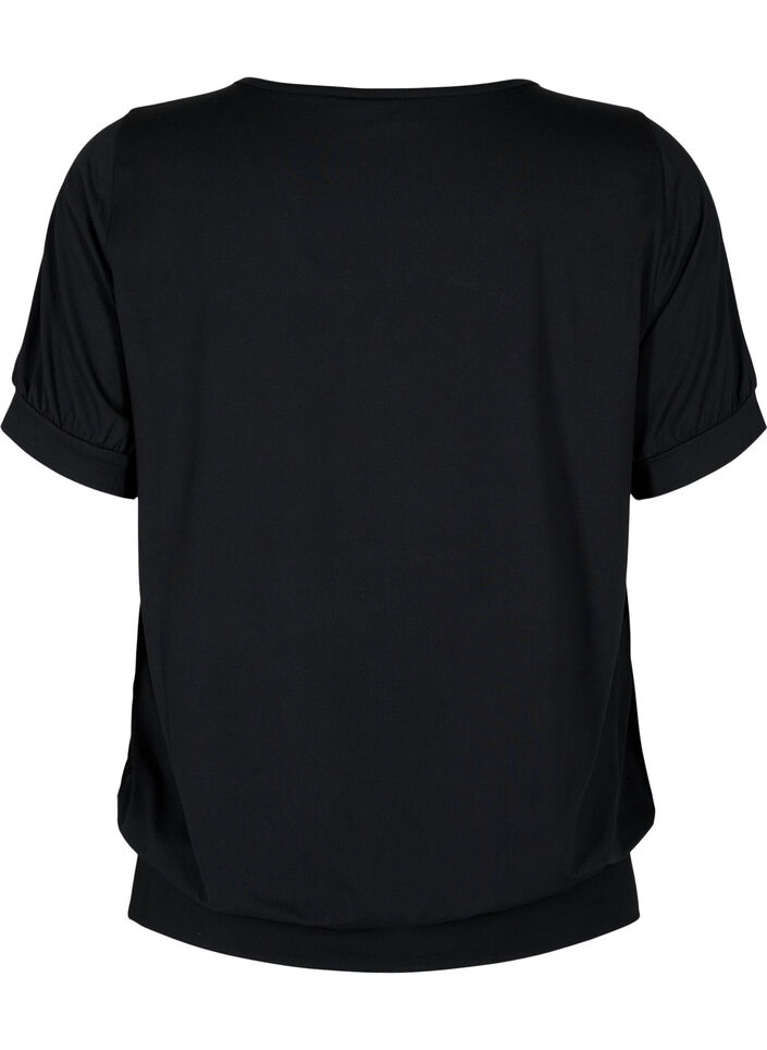 Ensfarget trenings T-skjorte med V-hals, Black, Packshot image number 1