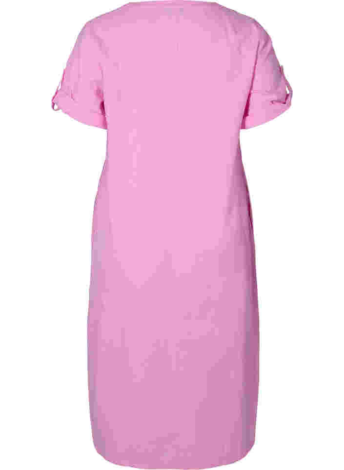 Lang skjortekjole med korte ermer, Begonia Pink, Packshot image number 1