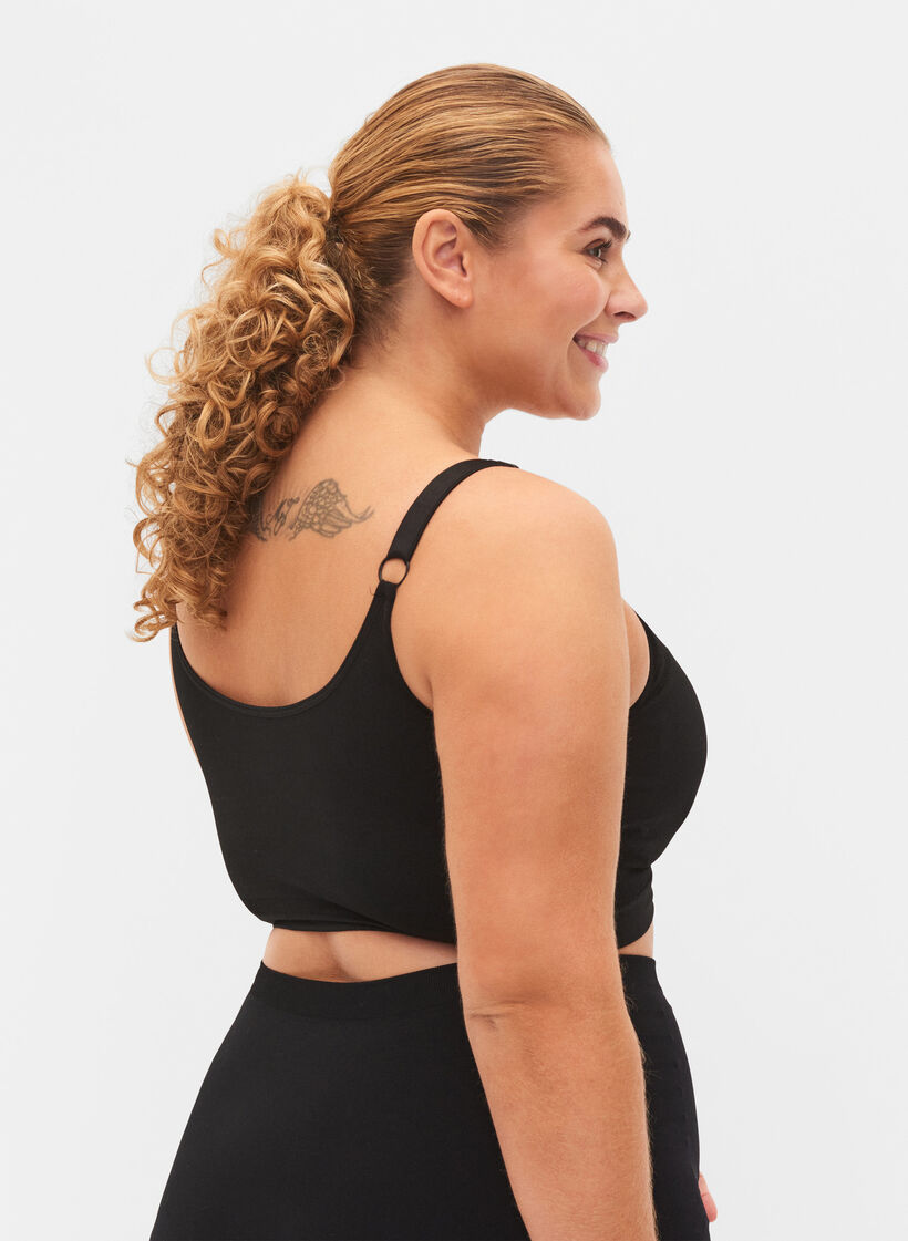 Sømløs BH med lett vattering, Black, Model image number 1