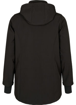 Zizzi Kort softshelljakke med avtakbar hette, Svart, Packshot image number 1