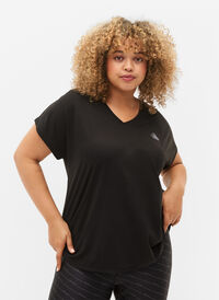 T-skjorte til trening med V-hals, Black, Model