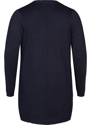 Zizzi Lang strikkecardigan i viskoseblanding, Blå, Packshot image number 1