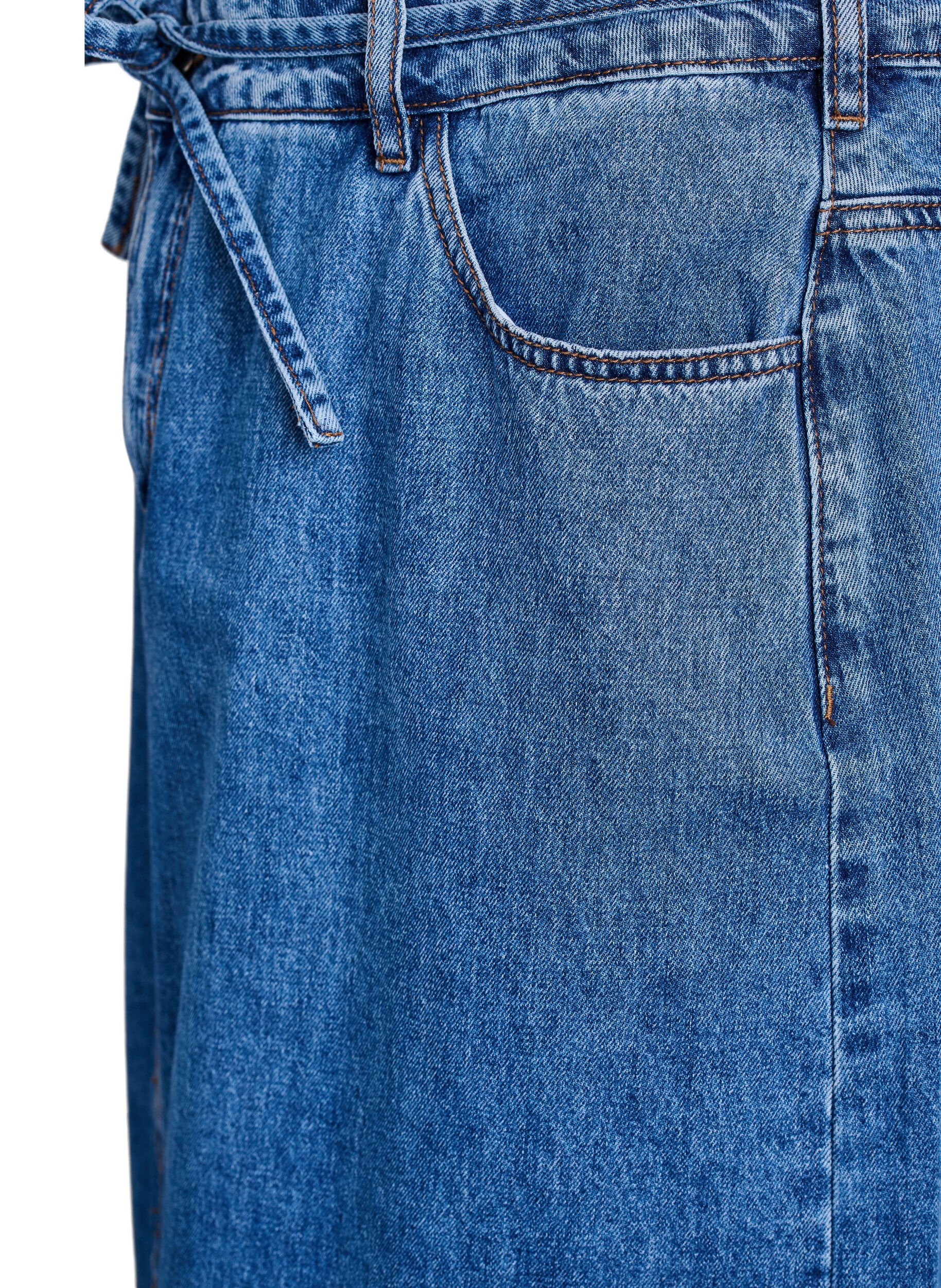 Zizzi Denim maxiskj&oslash;rt med knytebelte, Bl&aring;, Packshot image number 3