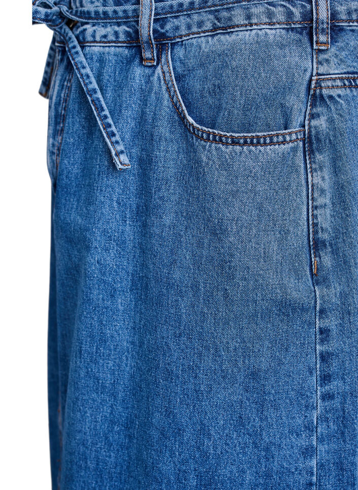 Denim maxiskj&oslash;rt med knytebelte, Bl&aring;, Packshot image number 3