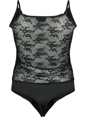 Bodystocking med blonder, Black, Packshot image number 1