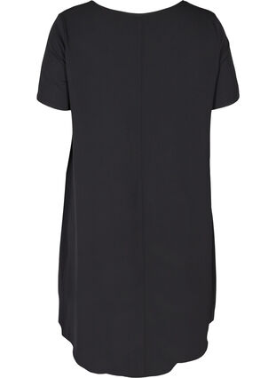 Ensfarget kjole med korte ermer, Black, Packshot image number 1