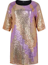Paljettkjole med 3/4-ermer, Gold Mulit Sequins
