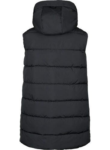Lang vest med hette og lommer, Black, Packshot image number 1