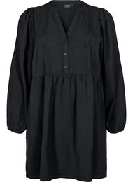 FLASH - Kort kjole med folder og lange ermer, Black