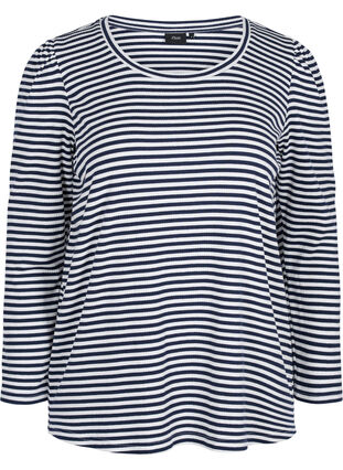 Stripete genser med lange ermer, N. Sky/White Stripe, Packshot image number 0