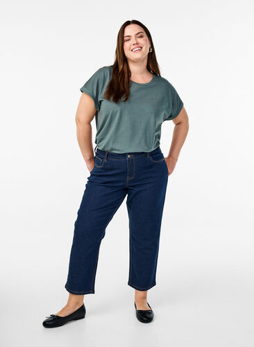 Zizzi Kortermet T-skjorte i bomullsblanding, Grønn, Model image number 1