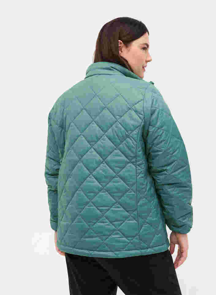 Quiltet lett jakke med glidelås og lommer, Sagebrush Green, Model image number 1