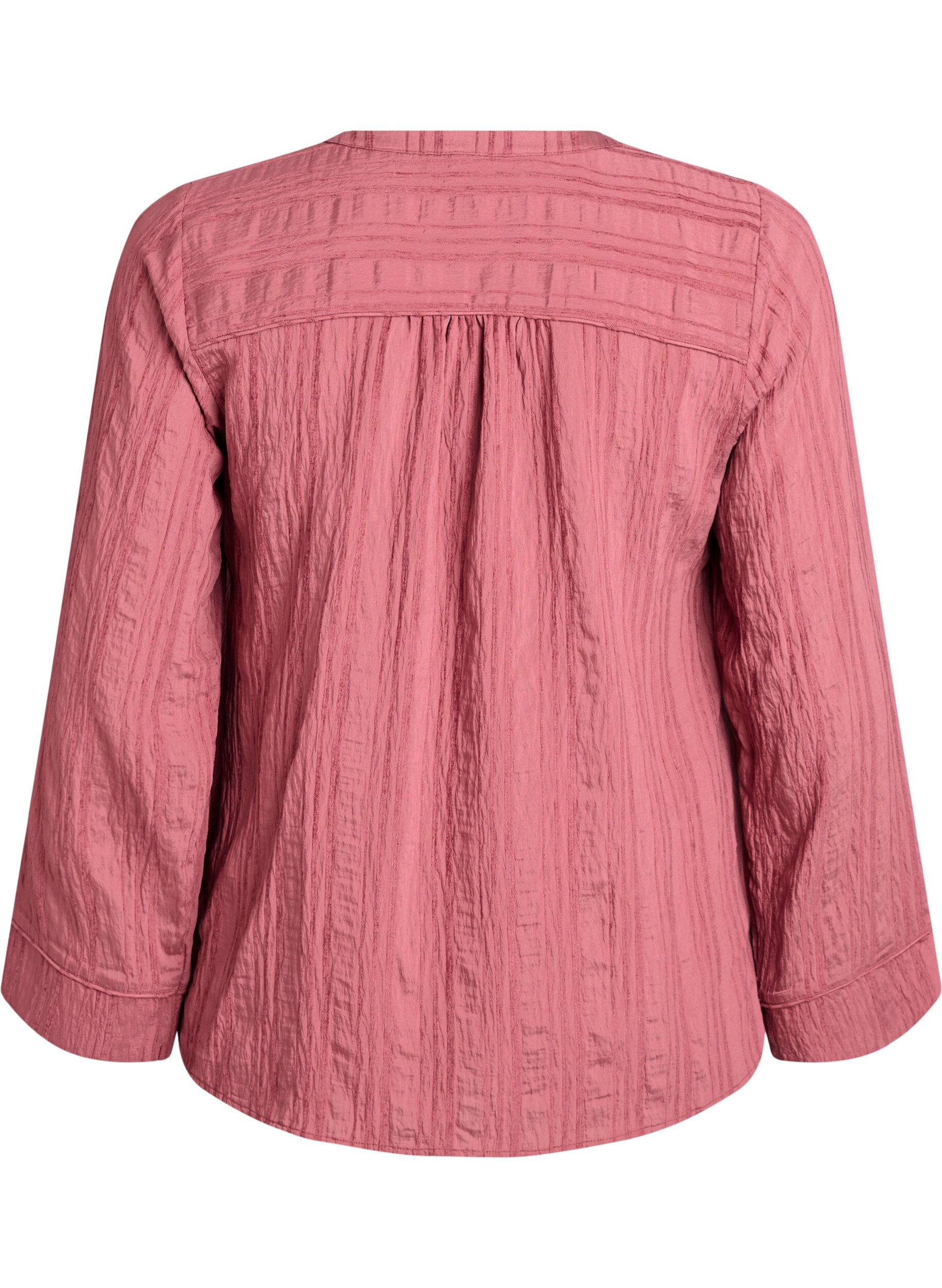 Zizzi Bluse med tone-p&aring;-tone tekstur og knapper, Rosa, Packshot image number 1