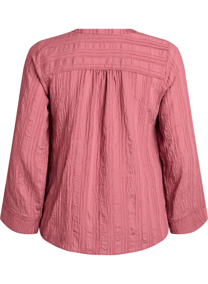 Bluse med tone-på-tone tekstur og knapper, Rosa, Packshot image number 1
