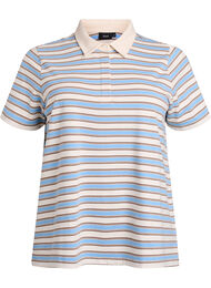 Stripete poloskjorte med korte ermer, Light Blue Stripe