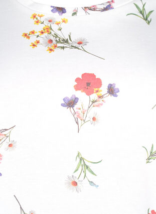 T-skjorte i økologisk bomull med blomstertrykk, Bright W. AOP Flower, Packshot image number 2