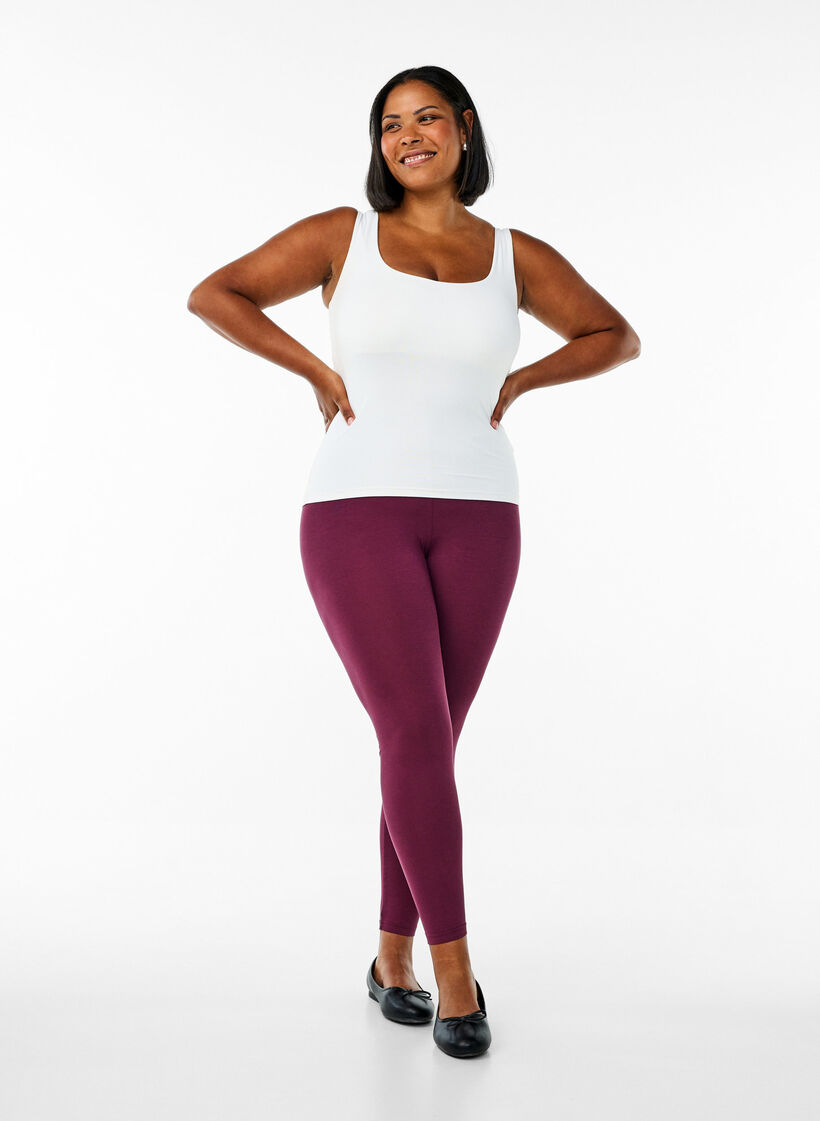 Basis leggings i viskose, Mørk Bordeaux, Model image number 1