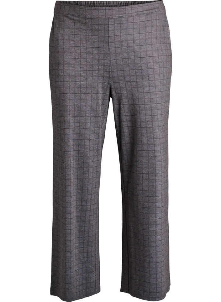 Rutete bukser med vide ben, Grå, Packshot image number 0