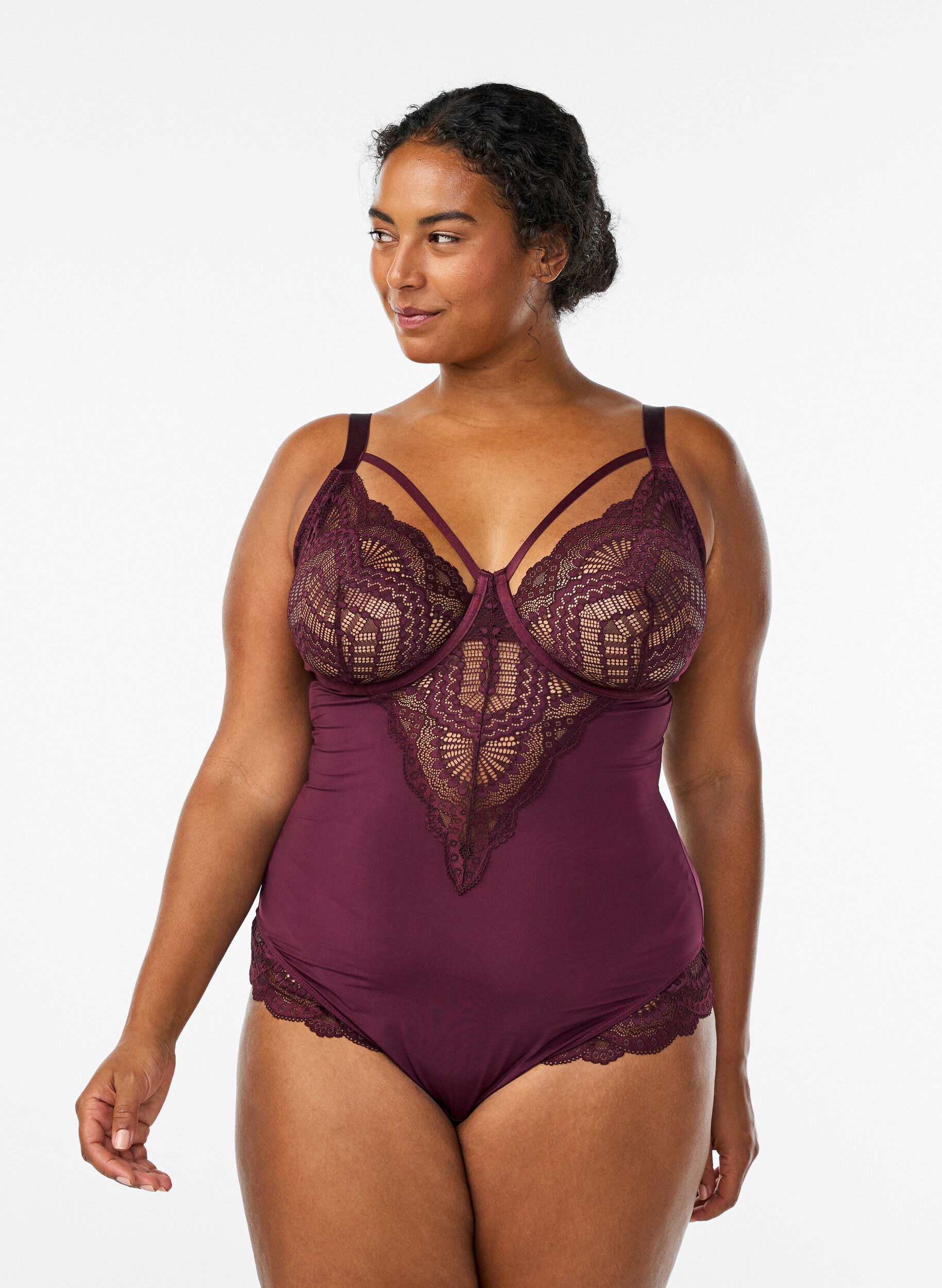 ZizziUnderwired blondebody med stroppe-detalj, R&oslash;d, Model image number 0