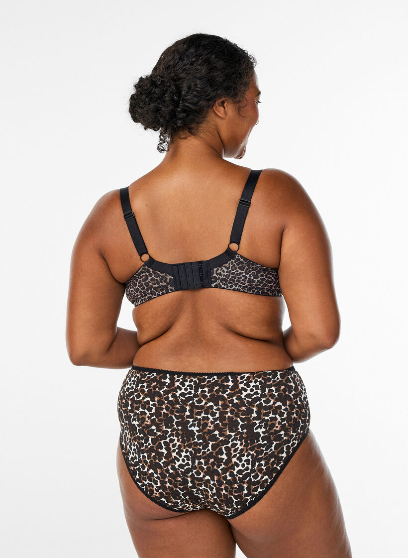 Formstøpt BH med leopardmønstret mesh, Brun, Model image number 2