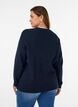 Melert strikkebluse med rund hals, Bl&aring;, Model image number 2