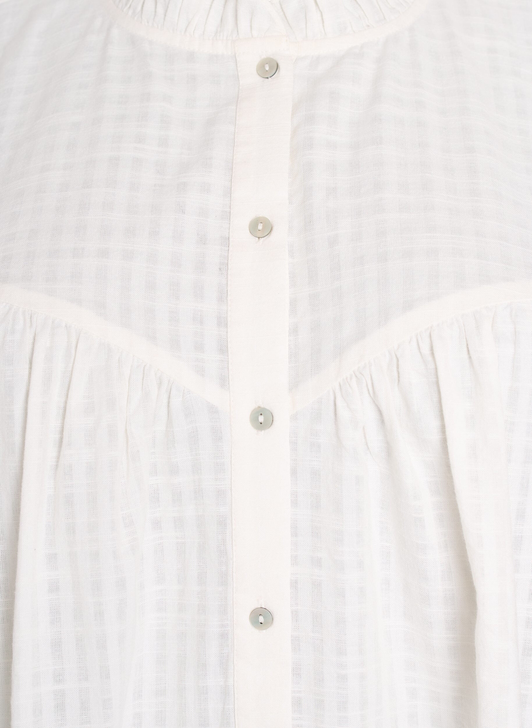 Zizzi A-formet tunika med korte ermer og knapper, Vanilje, Packshot image number 2