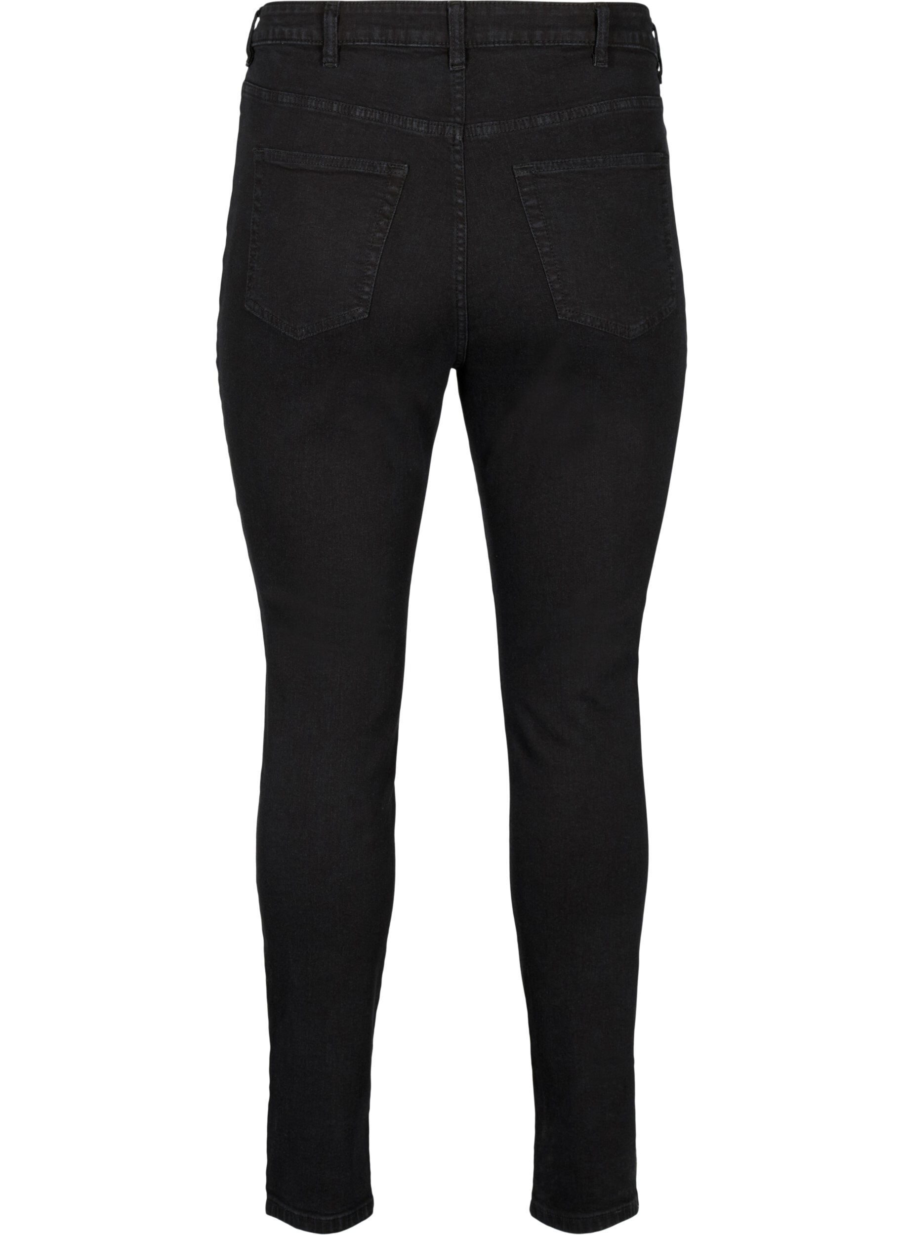 Zizzi Amy jeans med h&oslash;yt liv og super slim fit passform, Black, Packshot image number 1