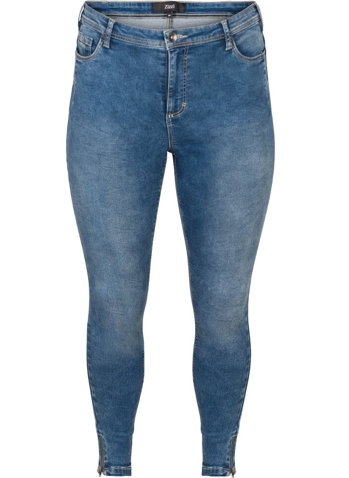 Cropped Amy jeans med glidel&aring;s, Bl&aring;, Packshot image number 0