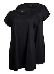 2-pakk T-skjortekjole med korte ermer, Black / Black