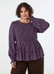 Bluse med smocket topp og blomstertrykk, Bl&aring;, Model image number 2