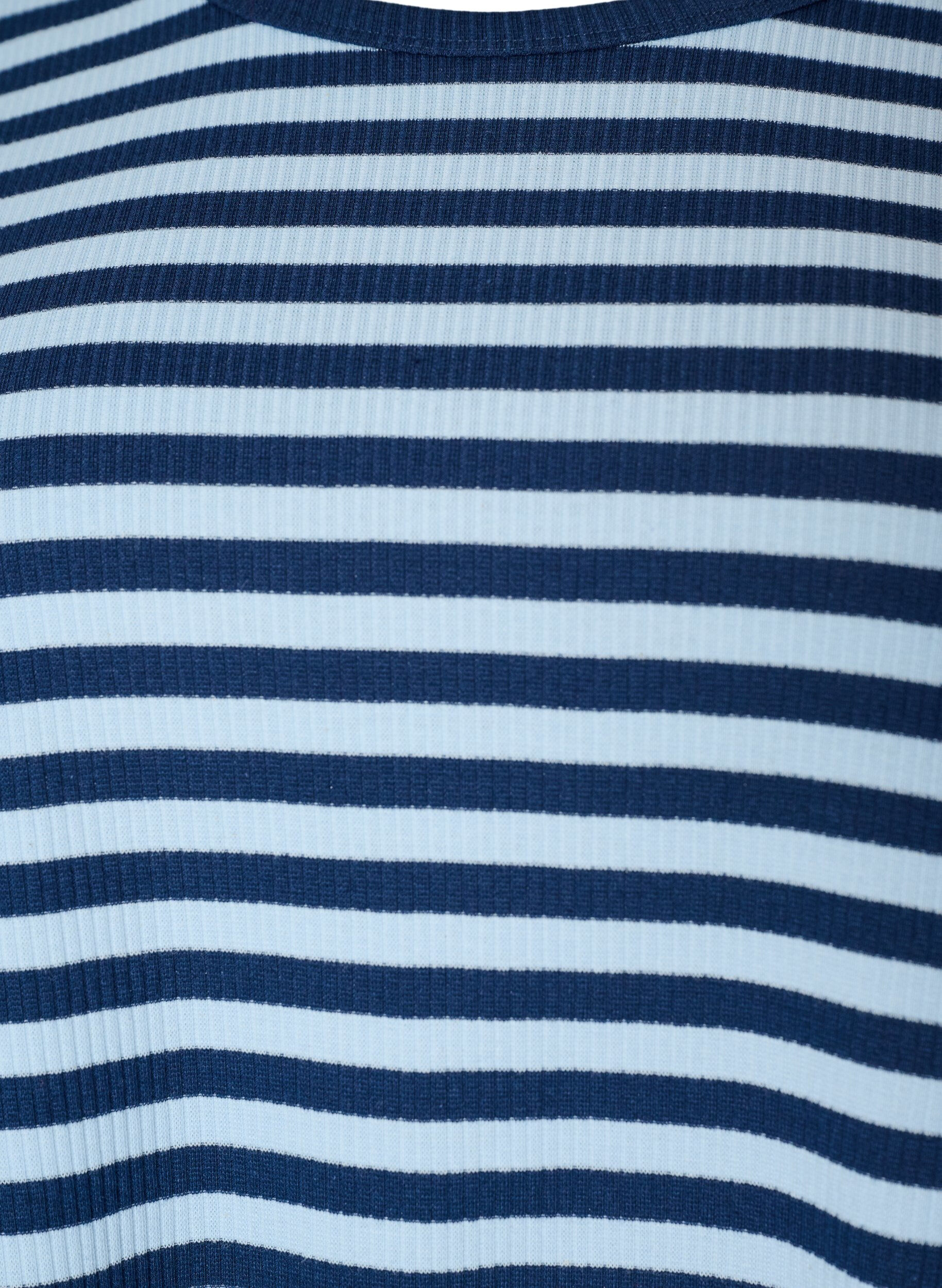 ZizziLangermet nattopp i ribbestrikket jersey med striper, Bl&aring;, Packshot image number 2