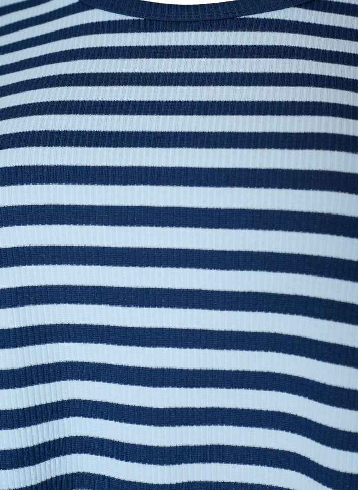Langermet nattopp i ribbestrikket jersey med striper, Bl&aring;, Packshot image number 2