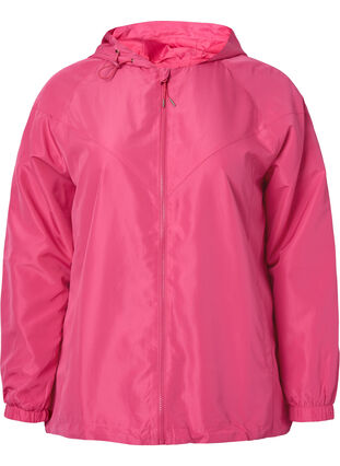 Kort jakke med hette og justerbar bunn, Hot Pink, Packshot image number 0