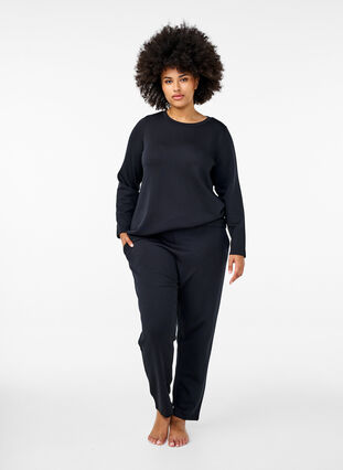 Zizzi Modal-blandingsbukser med elastisk linning, Svart, Model image number 0