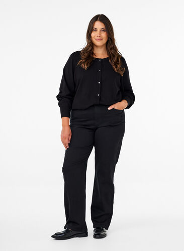 Zizzi  Gemma jeans med høy midje og rett passform, Svart, Model image number 0