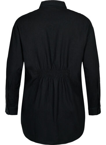 Lang skjorte i lin-viskoseblanding, Black, Packshot image number 1