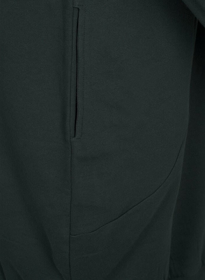 Lang treningscardigan i bomull med hette, Grønn, Packshot image number 3