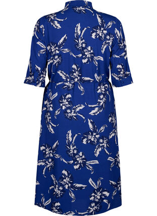 Zizzi FLASH - Skjortekjole med blomstertrykk, Navy Blazer Flower, Packshot image number 1