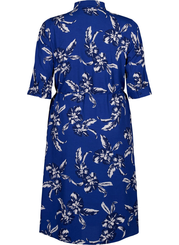 FLASH - Skjortekjole med blomstertrykk, Navy Blazer Flower, Packshot image number 1
