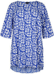 Mønstrete kjole med 3/4-ermer, Blue White Flower